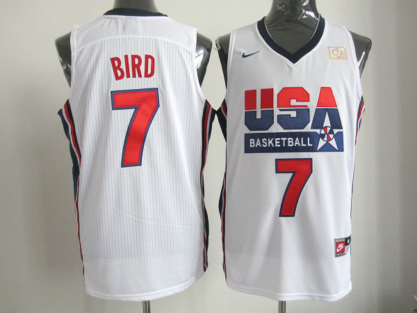  USA 1992 Olympic Dream Team One 7 Larry Bird Retro Basketball Jersey